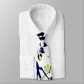 Blauwe en zwarte tak van de zee, kalkgroene bloeme stropdas (Gebonden)