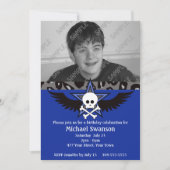 Blauwe en zwarte Teen Birthday Kaart (Voorkant)