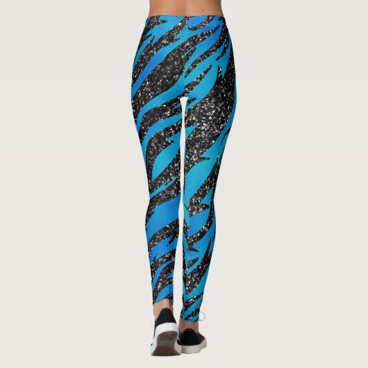 Blauwe en zwarte tijgerstreep - dierlijke afdrukke leggings (Achterkant)