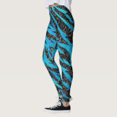 Blauwe en zwarte tijgerstreep - dierlijke afdrukke leggings (Links)