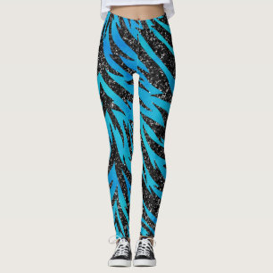 Blauwe en zwarte tijgerstreep - dierlijke afdrukke leggings