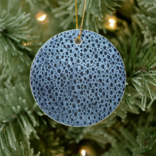 Blauwe en zwarte vis print keramisch ornament