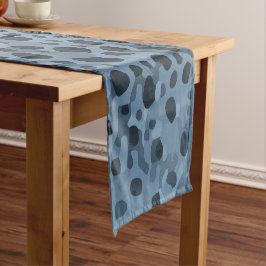 Blauwe en zwarte vis print korte tafelloper