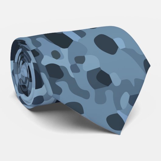 Blauwe en zwarte vis print stropdas (Opgerold)