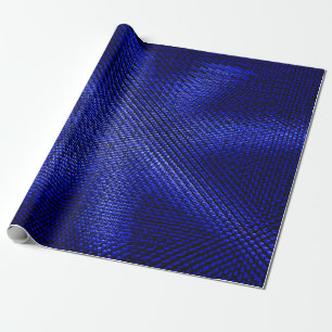 Blauwe en zwarte vlektextiel cadeaupapier