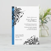 Blauwe en zwarte Vlurische bruiloft Kaart (Staand voorkant)