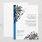 Blauwe en zwarte Vlurische bruiloft Kaart (Voorkant / Achterkant)