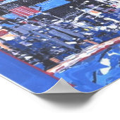 blauwe en zwarte waterverf tijden vierkant nyc poster (Hoek)