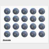 Blauwe en zwarte werveling Abstracte Christelijke  Ronde Sticker (Vel)