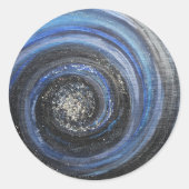 Blauwe en zwarte werveling Abstracte Christelijke  Ronde Sticker (Voorkant)