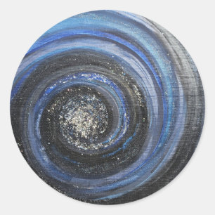 Blauwe en zwarte werveling Abstracte Christelijke Ronde Sticker