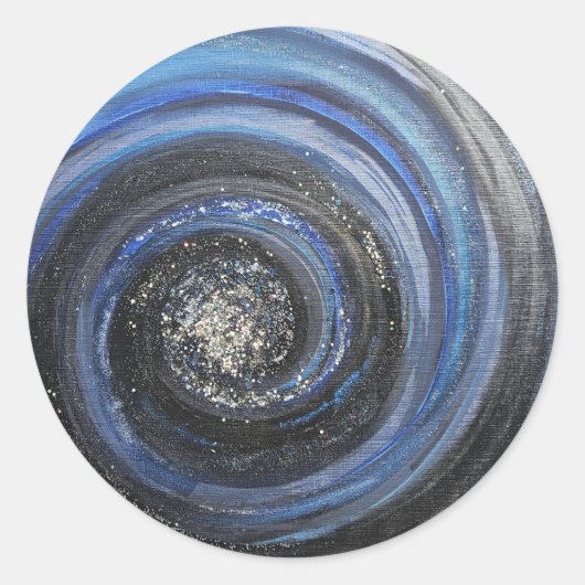 Blauwe en zwarte werveling Abstracte Christelijke  Ronde Sticker (Voorkant)