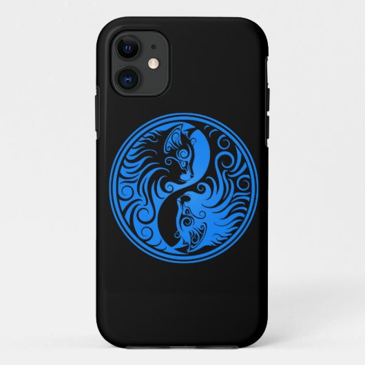 Blauwe en zwarte Yin Yang Cats Case-Mate iPhone Case (Achterkant)