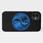 Blauwe en zwarte Yin Yang Cats Case-Mate iPhone Case (Achterkant (horizontaal))