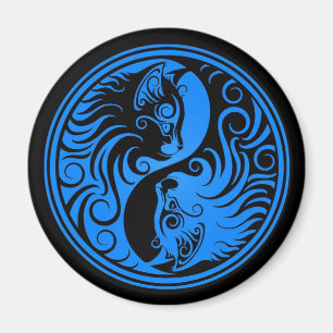 Blauwe en zwarte Yin Yang Cats Magneet