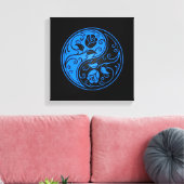 Blauwe en zwarte Yin Yang Rozen Canvas Afdruk (Insitu (Woonkamer))