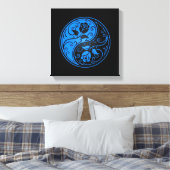Blauwe en zwarte Yin Yang Rozen Canvas Afdruk (Insitu (Slaapkamer))