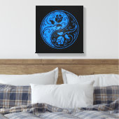 Blauwe en zwarte Yin Yang Rozen Canvas Afdruk (Insitu (Slaapkamer))