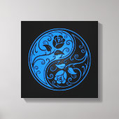Blauwe en zwarte Yin Yang Rozen Canvas Afdruk (Voorkant)