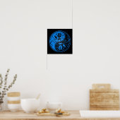 Blauwe en zwarte Yin Yang Rozen Poster (Keuken)