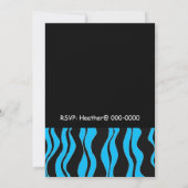 Blauwe en zwarte zebra Afdrukdag uitnodiging (Achterkant)