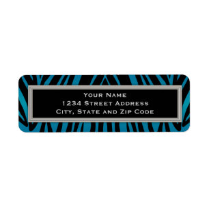 Blauwe en zwarte Zebrastripes Etiket
