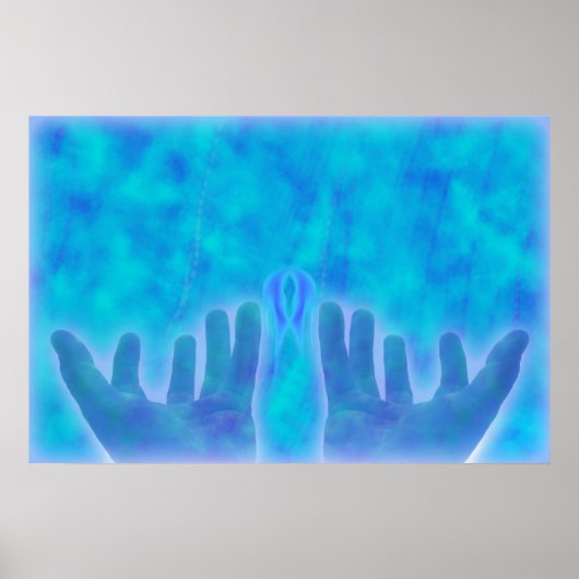 blauwe energie genezende handen door liefde te gen poster (Voorkant)