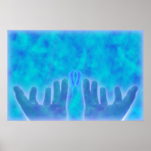 blauwe energie het helen handen door liefde te poster