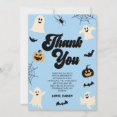 Blauwe enge geesten Halloween verjaardagsfeestje Bedankkaart (Voorkant)