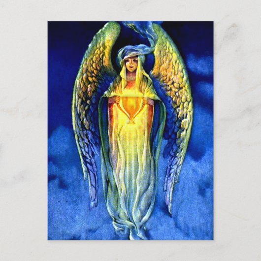 Blauwe engel in de kerstgeest feestdagenkaart (Voorkant)