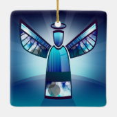 Blauwe Engel Keramisch Ornament (Achterkant)
