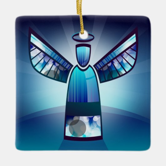 Blauwe Engel Keramisch Ornament (Voorkant)