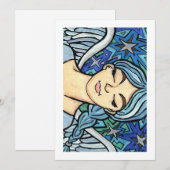 Blauwe engel met gesloten ogen Kerstkaart (Voorkant / Achterkant)