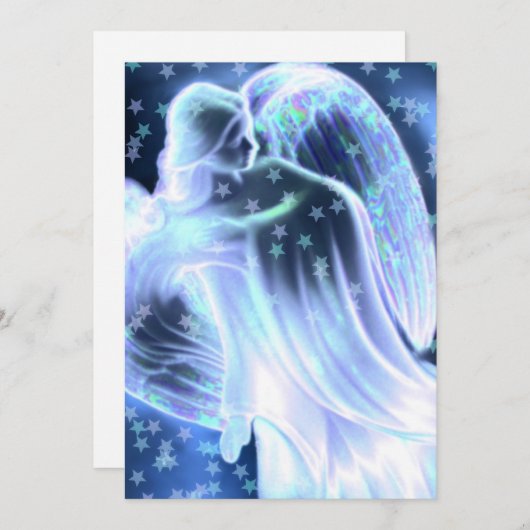 Blauwe engel met sterren kaart (Voorkant / Achterkant)