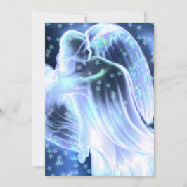 Blauwe engel met sterren kaart