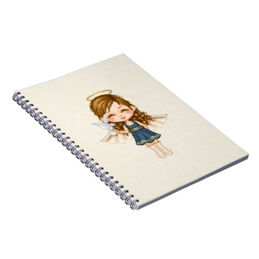 Blauwe Engel Pixel Art Notitieboek (Rechterzijde)