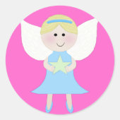 blauwe engel ronde sticker (Voorkant)