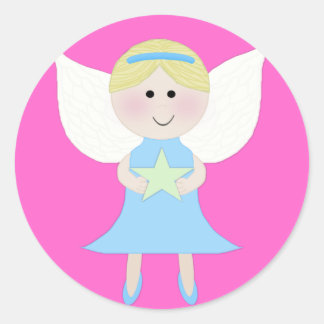 blauwe engel ronde sticker