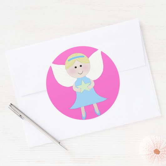 blauwe engel ronde sticker (Envelop)