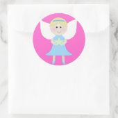 blauwe engel ronde sticker (Tas)