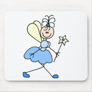 Blauwe engel stickfiguur muismat