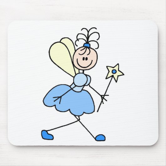 Blauwe engel stickfiguur muismat (Voorkant)