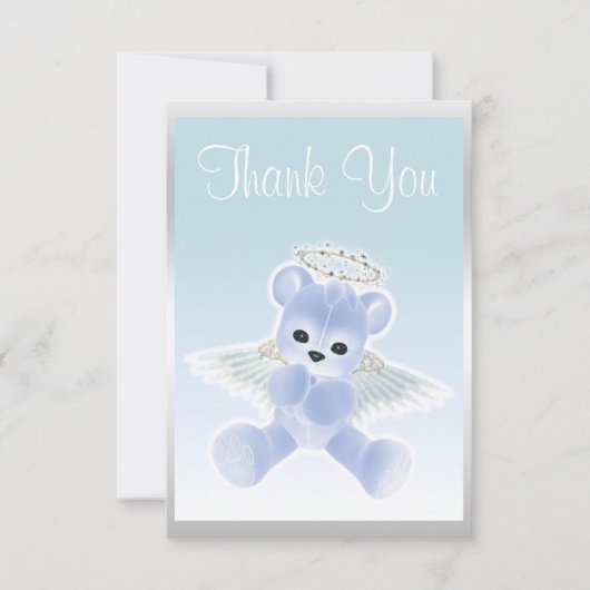 Blauwe Engel Teddybeer Bedankt Baby Shower (Voorkant)
