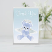 Blauwe Engel Teddybeer Bedankt Baby Shower (Staand voorkant)