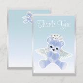 Blauwe Engel Teddybeer Bedankt Baby Shower (Voorkant / Achterkant)