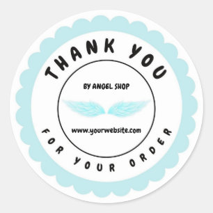 Blauwe engel vleugels cirkel aanpassen ronde sticker