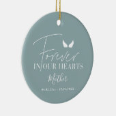 Blauwe engel vleugels Memorial kerstboom Keramisch Ornament (Rechts)