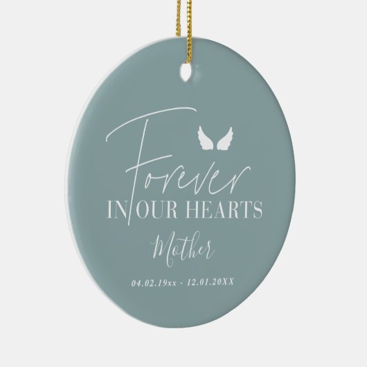 Blauwe engel vleugels Memorial kerstboom Keramisch Ornament (Rechts)