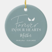 Blauwe engel vleugels Memorial kerstboom Keramisch Ornament (Achterkant)