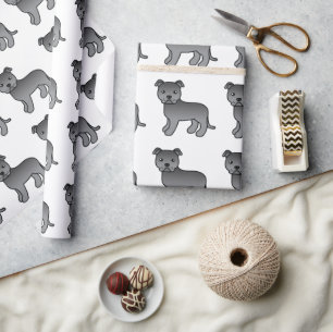 Blauwe Engelse Staffie Mooie Cartoon Hond Patroon Cadeaupapier